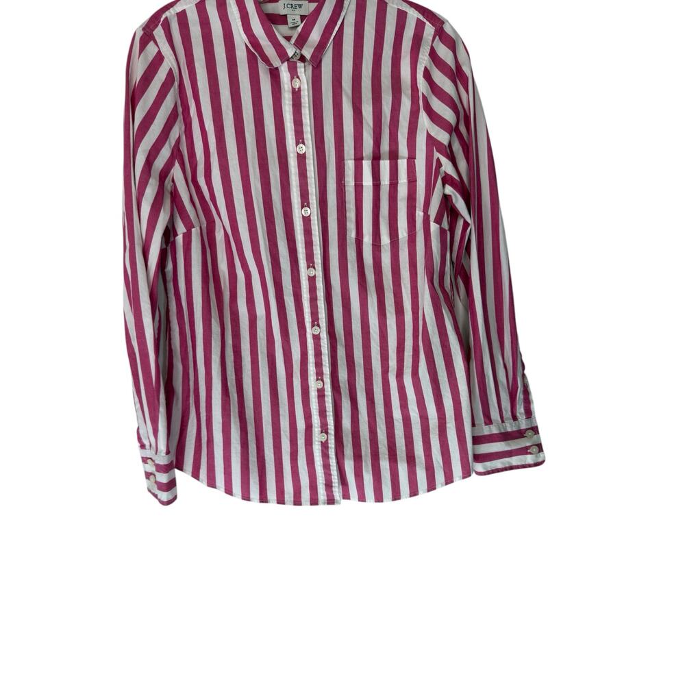 J.Crew Button Down Shirt Pink Striped Lightweight Cotton‎ Blend Blouse Medium - Picture 4 of 12